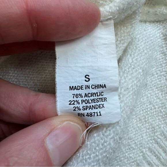 Falls Creek Womens Tiered Ruffle Sleeve Sweater S SM Small Ivory Cream Off White - Picture 7 of 13